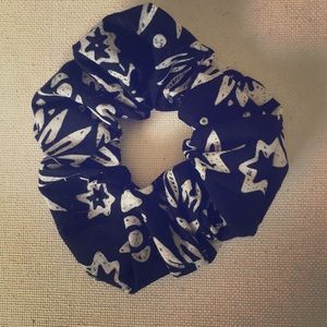 Blue hair scrunchie.